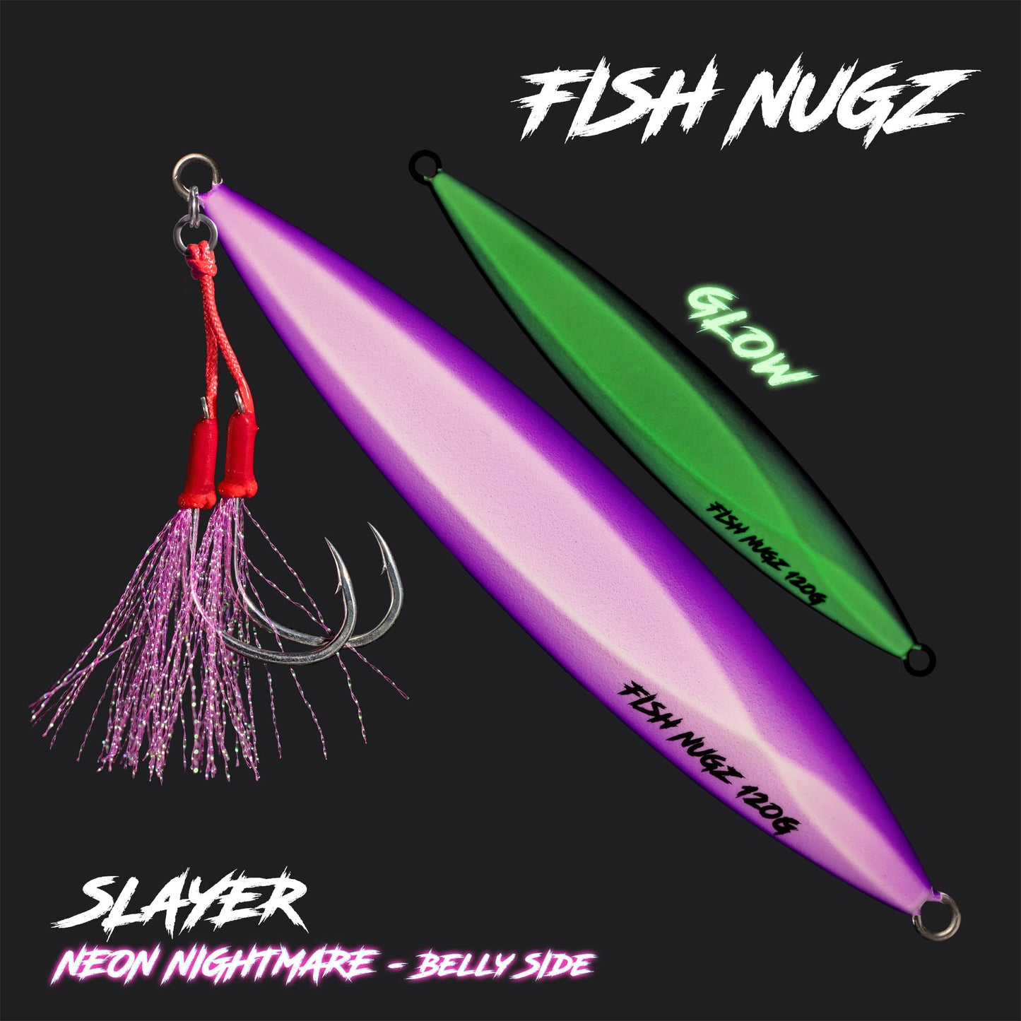 Fish Nugz Slayer Slow Jig - Neon Nightmare Belly Glow In The Dark