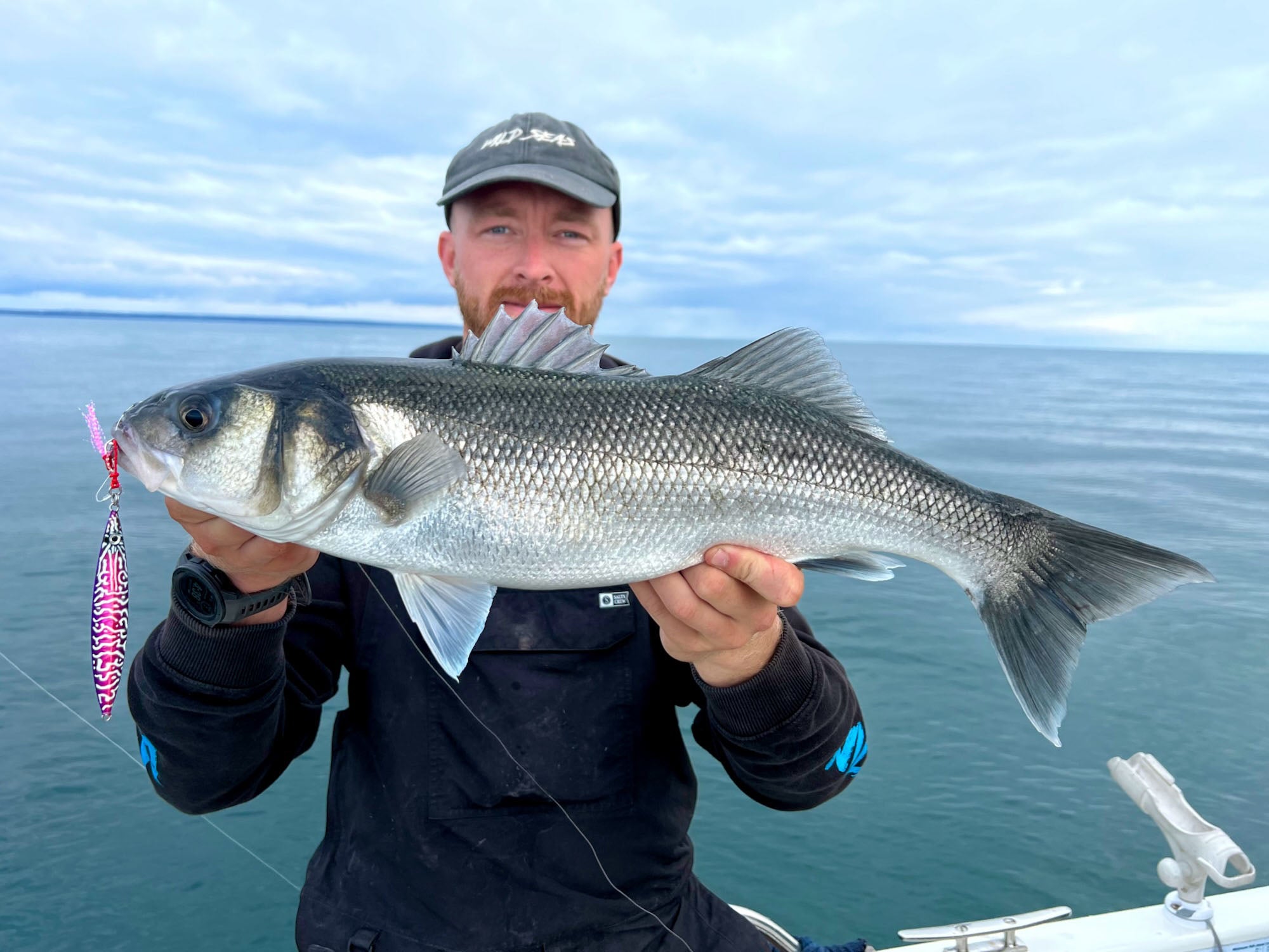 Sea Bass caught slow jigging with Fish Nugz Slayer jigs