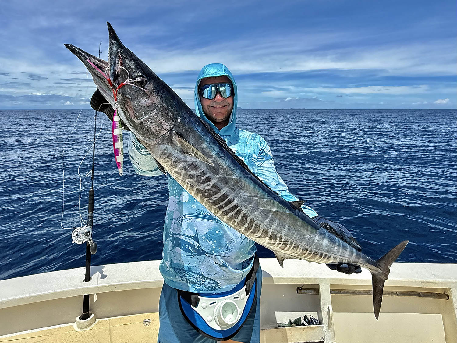 A Wahoo caught jig fishing in Madagascar using a Fish Nugz jig