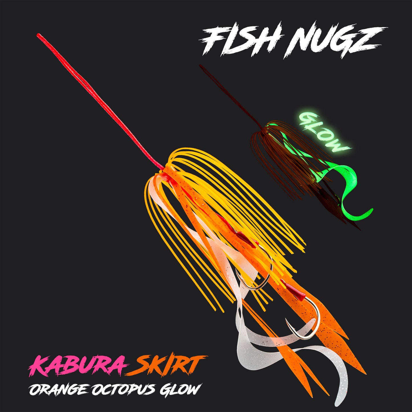 Fish Nugz Kabura Jig Skirt - Orange Octopus Glow