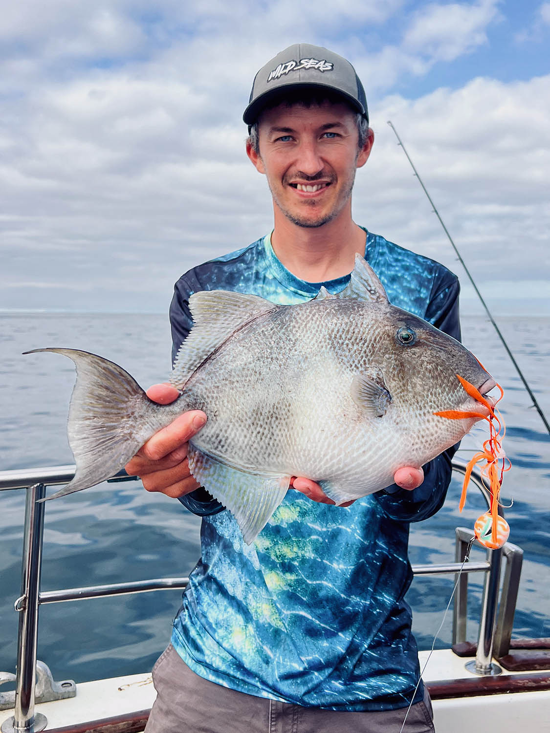 A triggerfish caught using a Fish Nugz Kraken Kabura Jig
