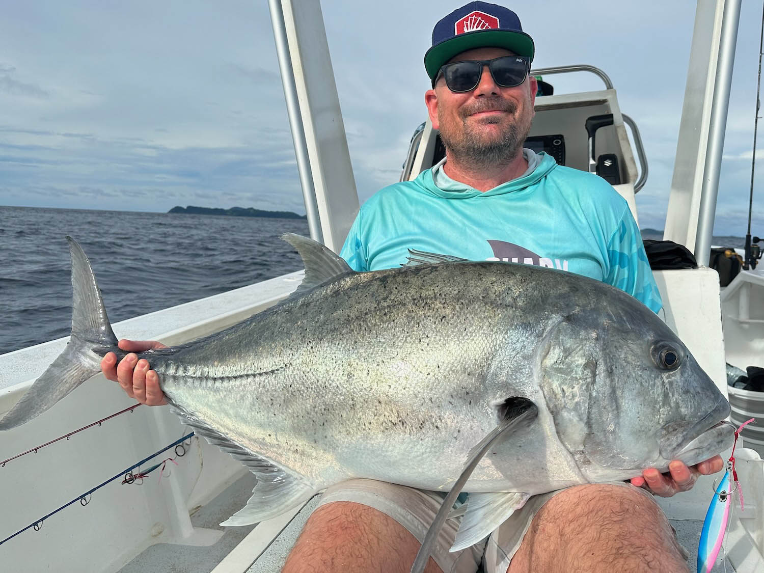 A GT Giant Trevally caught ona. Fish Nugz OG Slow Jig in Madagascar