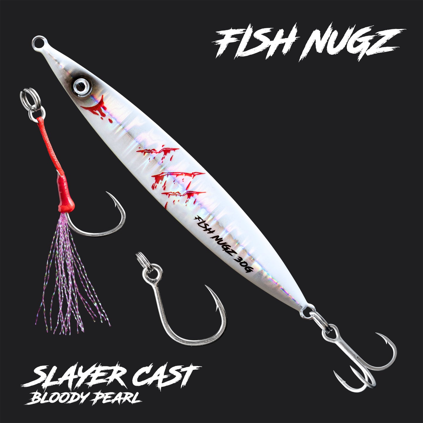 Fish Nugz Slayer Cast Jig - Bloody Pearl colour