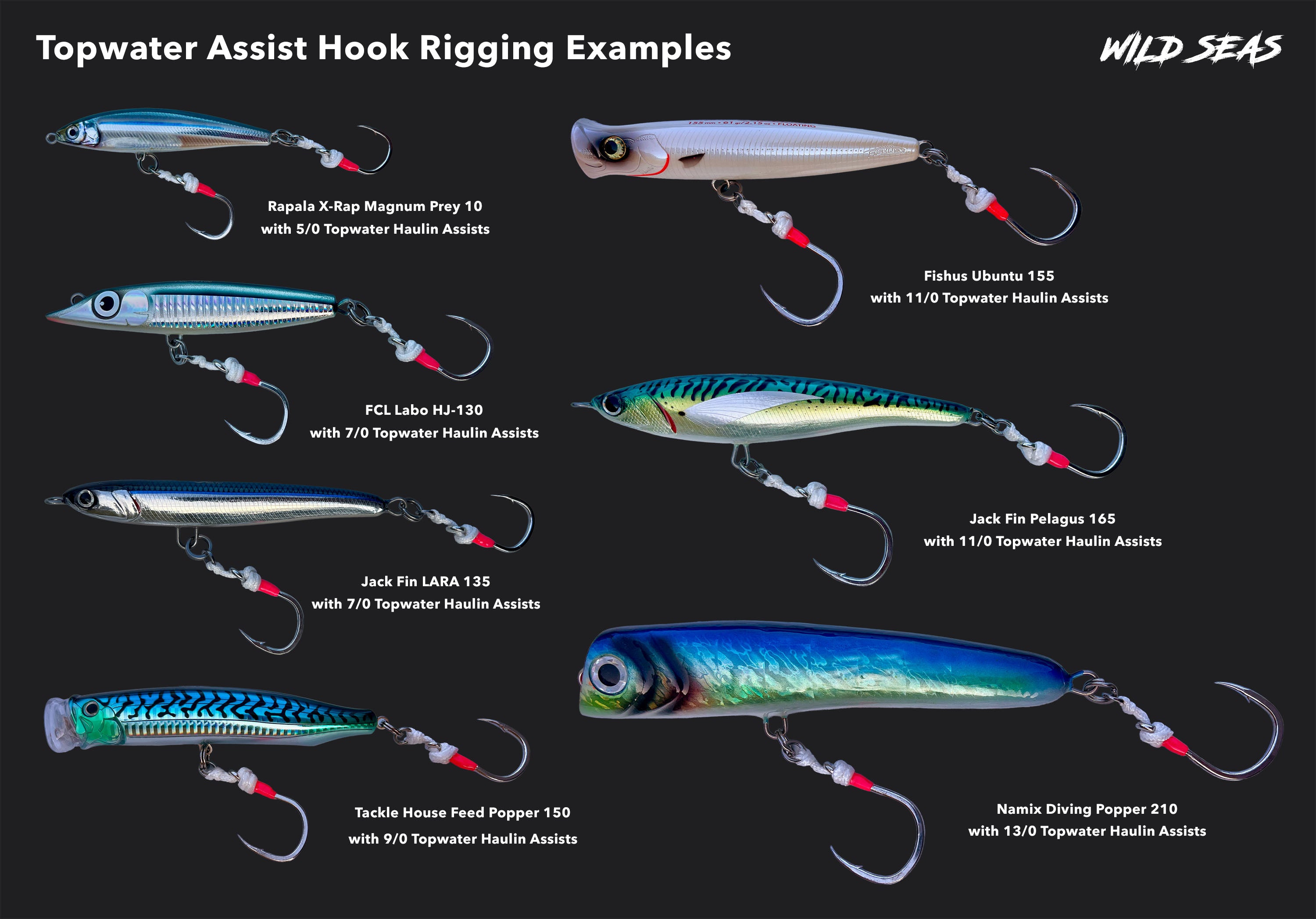 Popper and Stickbait Hook Size Guide using Fish Nugz Topwater Assist Hooks