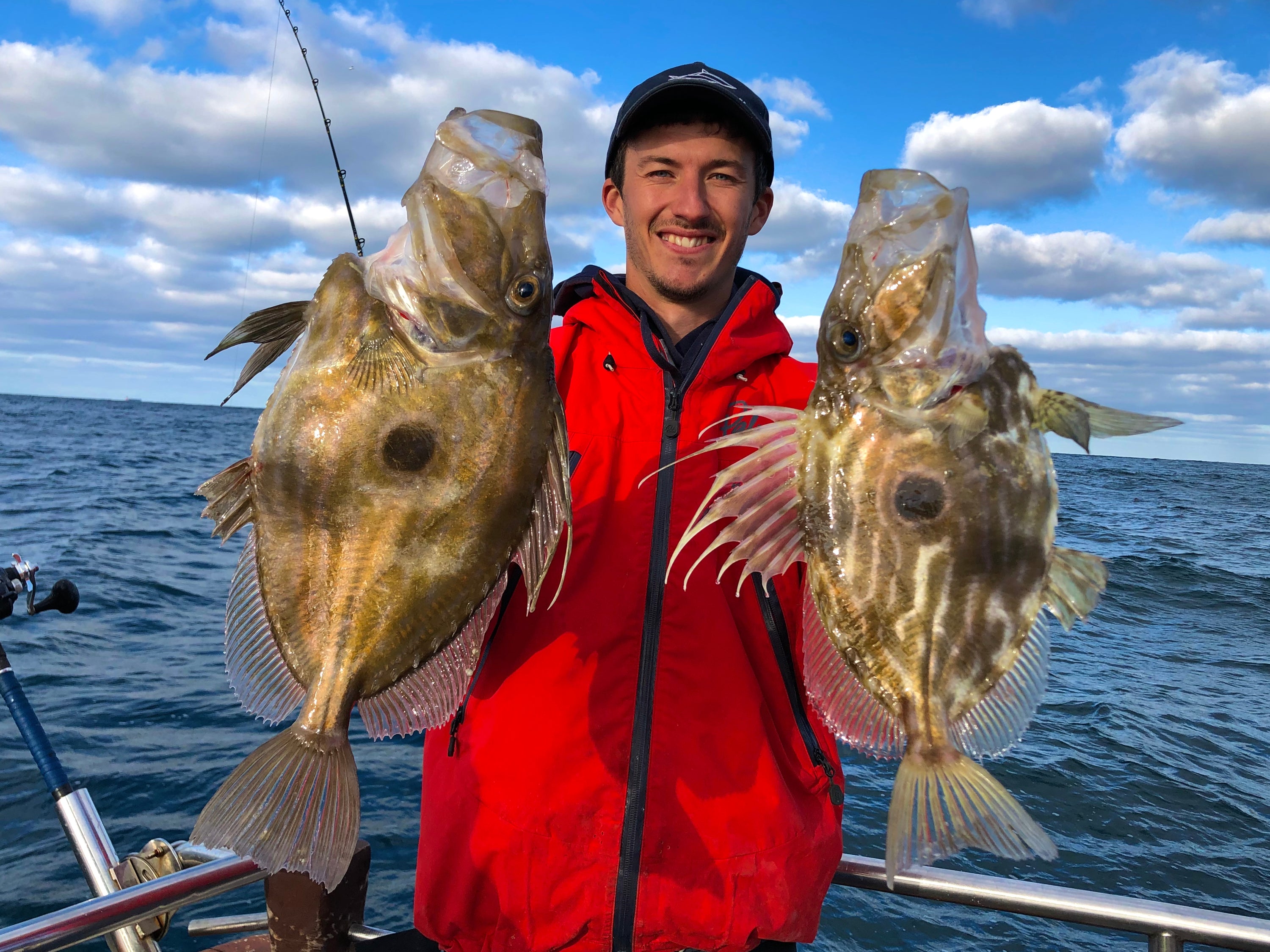 Liam with John Dory Fish caught from a boat in Cornwall