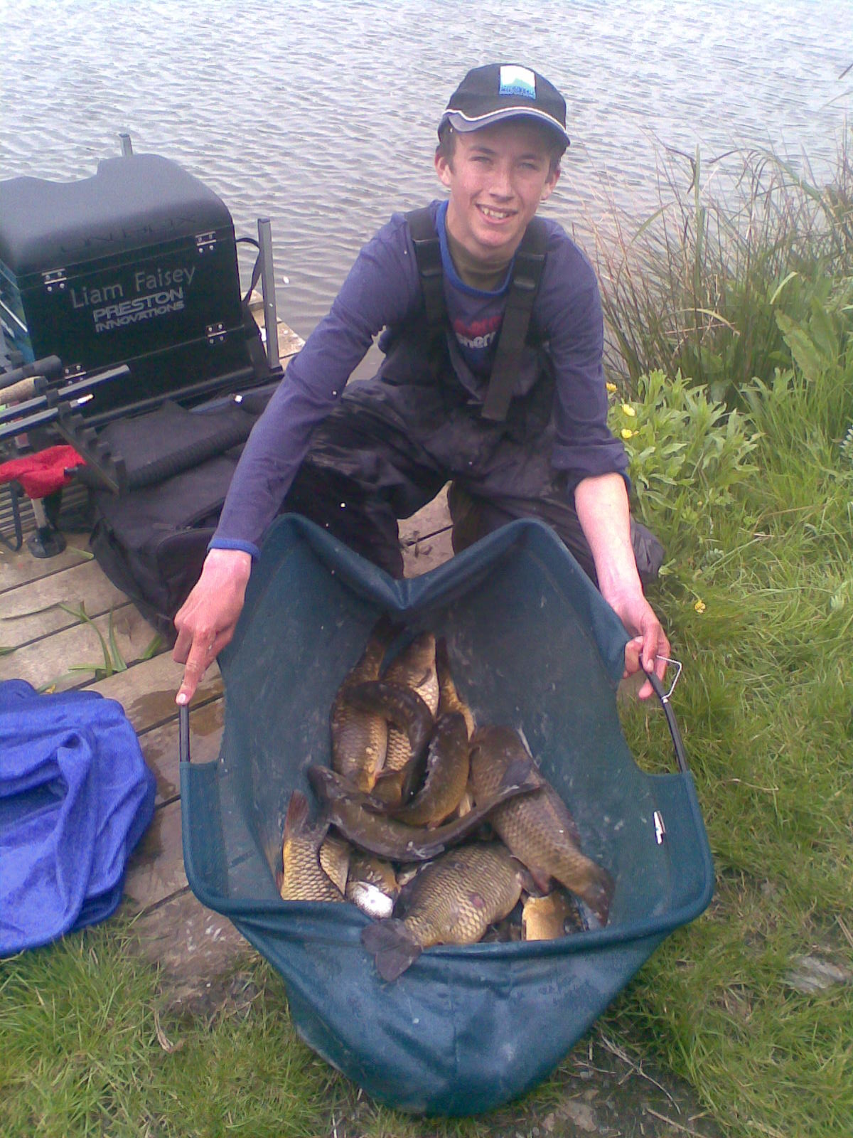 Liam with a net of Carp caught match fishing