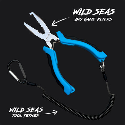 Wild Seas Tool Tether fitted to Big Game Pliers