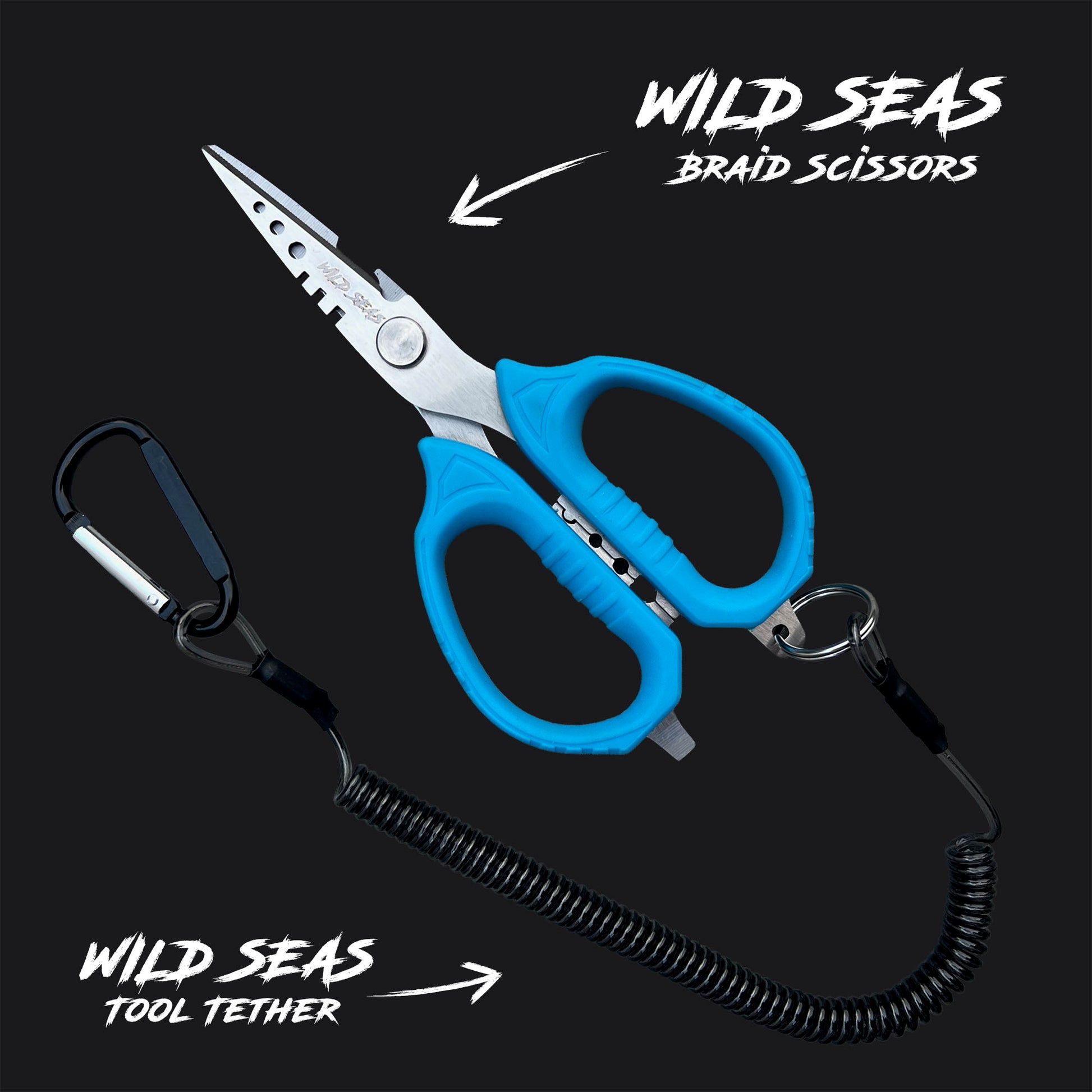 Wild Seas Tool Tether fitted to Braid Scissors