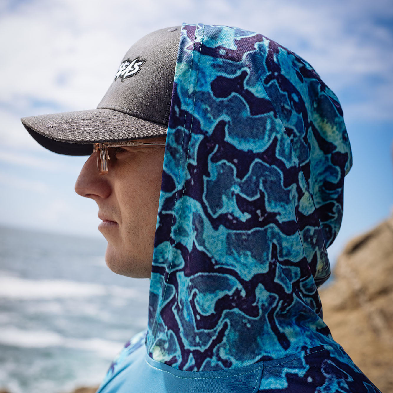 Hood up on the Wild Seas Performance UV Hoodie