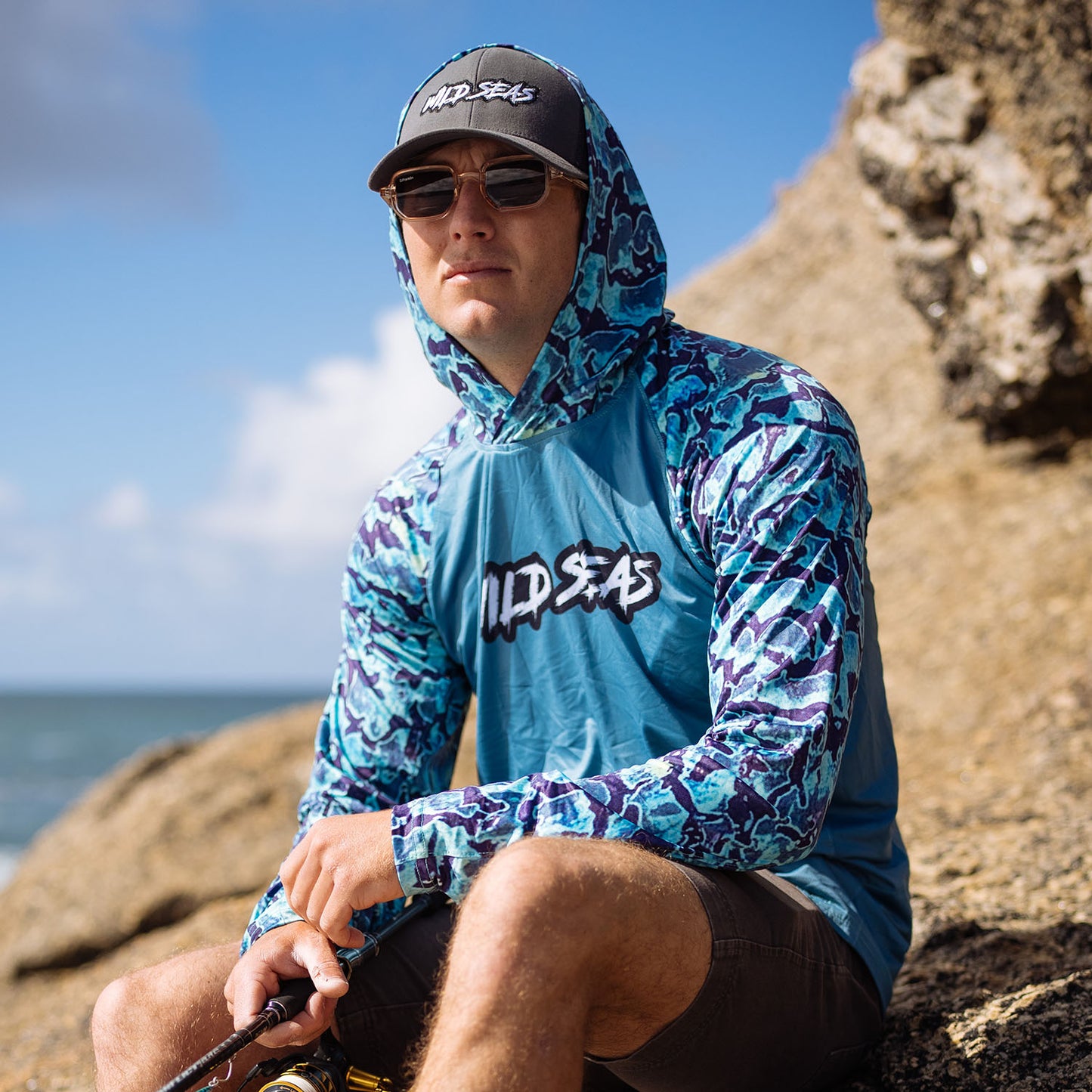Wild Seas Performance UV Hoodie in Bluefin Camo