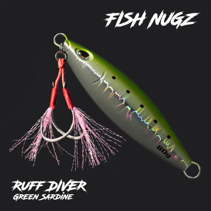 Fish Nugz Ruff Diver Slow Jig in Green Sardine Colour